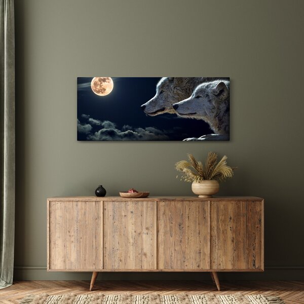 Slika vukova koji zavijaju na mjesec (120x50 cm)
