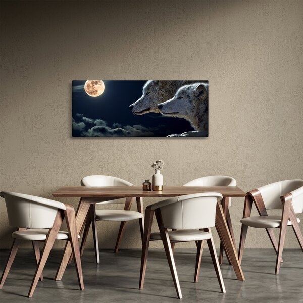 Slika vukova koji zavijaju na mjesec (120x50 cm)