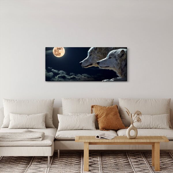 Slika vukova koji zavijaju na mjesec (120x50 cm)