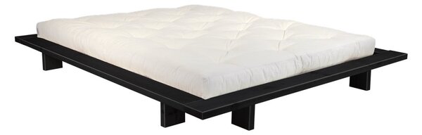 Bračni krevet od borovine s madracem Karup Design Japan Comfort Mat Crna/Natural, 160 x 200 cm