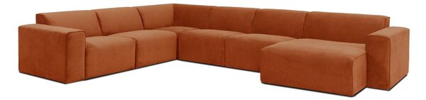 Tamnonarančasta baršunasta modularna sofa u obliku slova U Scandic Sting, desni kut