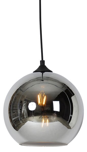 Art deco viseća lampa crna sa dimnim staklom - Wallace