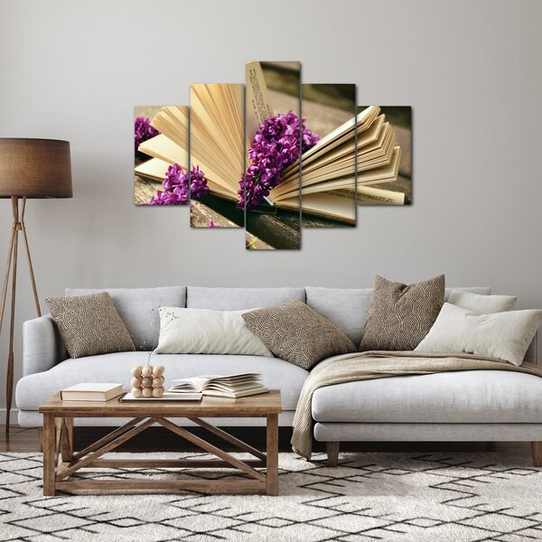 Slika knjige i ljubičastog cvijeća (150x105 cm)