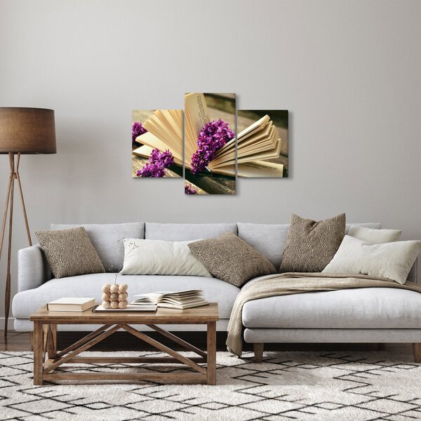 Slika knjige i ljubičastog cvijeća (90x60 cm)