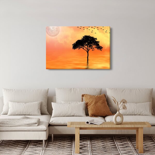 Slika drveta pri zalasku sunca (90x60 cm)