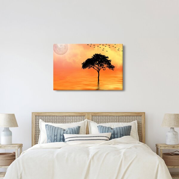 Slika drveta pri zalasku sunca (90x60 cm)