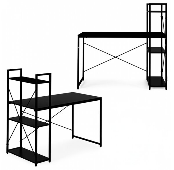 Radni stol s policom LOFTY 120x60 cm, crni