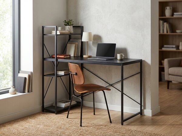 Radni stol s policom LOFTY 120x60 cm, crni