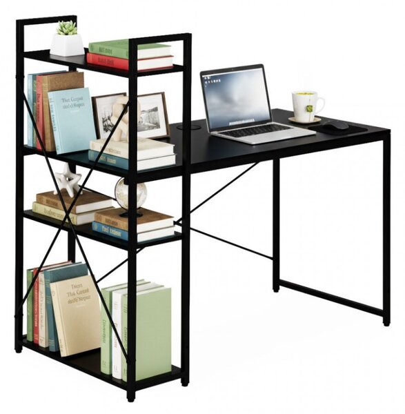 Radni stol s policom LOFTY 120x60 cm, crni