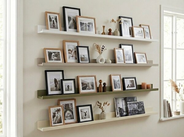 Zidna polica za slike FOTOPLANK 120 cm, bijela