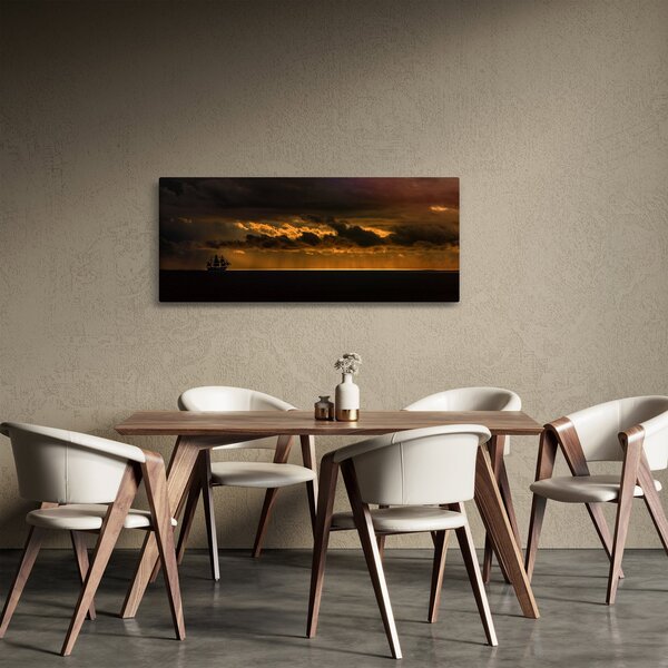 Slika jedrilice pri zalasku sunca (120x50 cm)