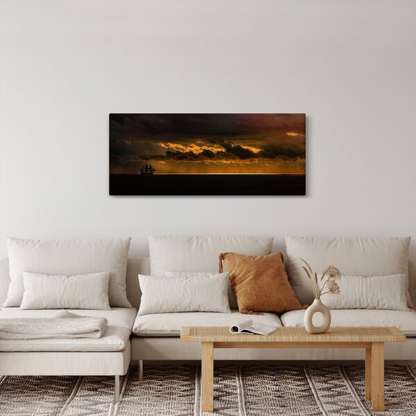 Slika jedrilice pri zalasku sunca (120x50 cm)