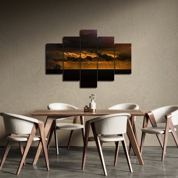 Slika jedrilice pri zalasku sunca (150x105 cm)