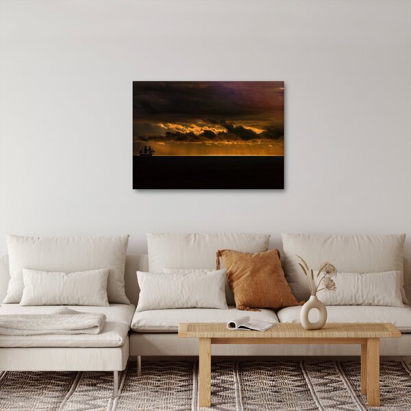 Slika jedrilice pri zalasku sunca (70x50 cm)