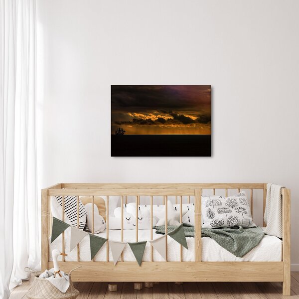 Slika jedrilice pri zalasku sunca (70x50 cm)