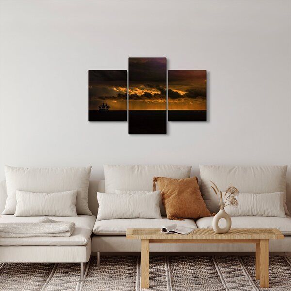 Slika jedrilice pri zalasku sunca (90x60 cm)