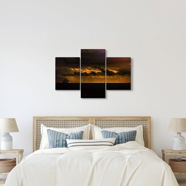 Slika jedrilice pri zalasku sunca (90x60 cm)