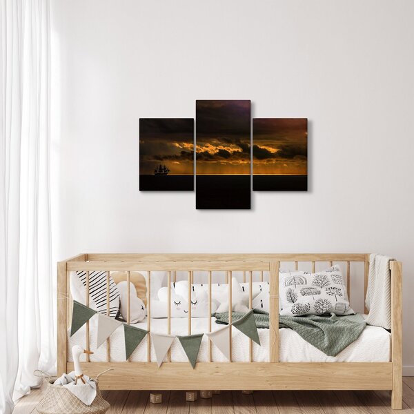 Slika jedrilice pri zalasku sunca (90x60 cm)