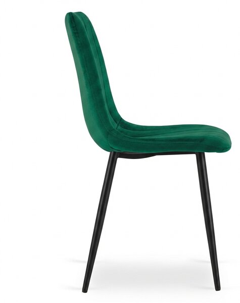Tamno zelena baršunasta stolica LAVA BOTTLE GREEN s crnim nogama