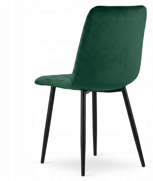 Tamno zelena baršunasta stolica LAVA BOTTLE GREEN s crnim nogama