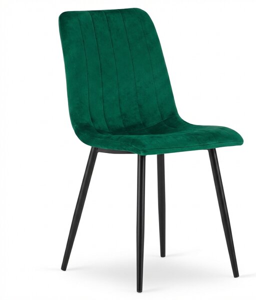 Tamno zelena baršunasta stolica LAVA BOTTLE GREEN s crnim nogama