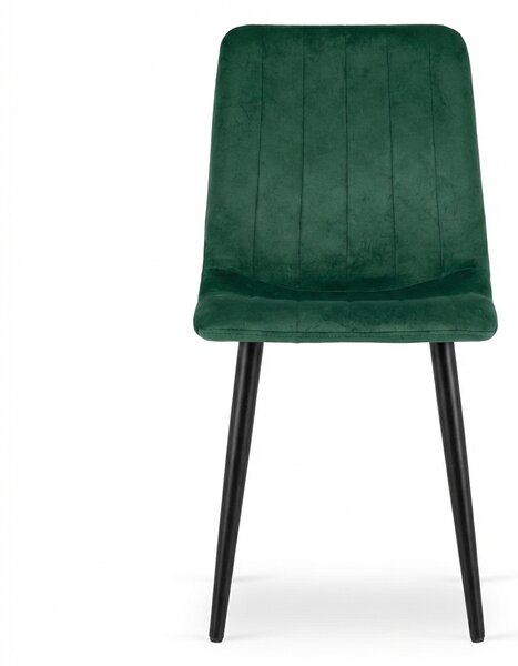 Tamno zelena baršunasta stolica LAVA BOTTLE GREEN s crnim nogama
