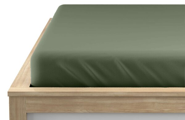 Jersey plahta EXCLUSIVE tamnozelena 90 x 200 cm