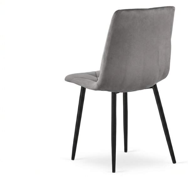 Siva baršunasta stolica LIBRA SILVER GREY s crnim nogama