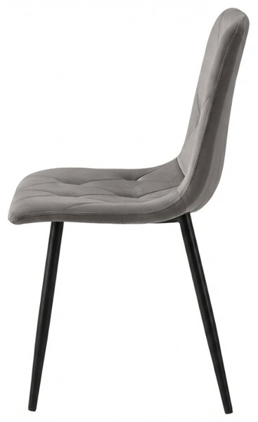 Siva baršunasta stolica LIBRA SILVER GREY s crnim nogama