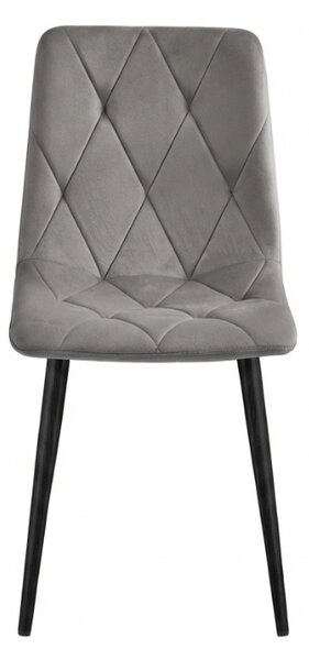 Siva baršunasta stolica LIBRA SILVER GREY s crnim nogama