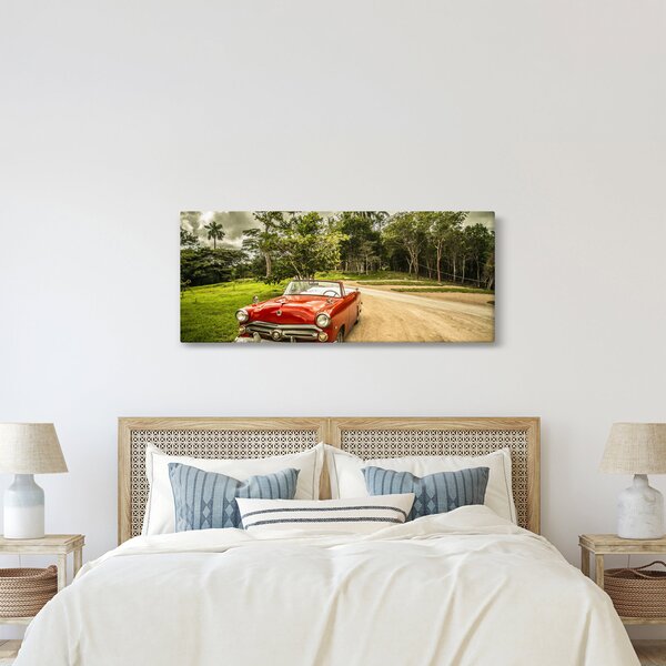 Slika - veteranski automobil u prirodi (120x50 cm)