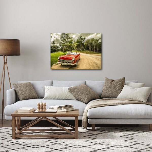 Slika - veteranski automobil u prirodi (70x50 cm)