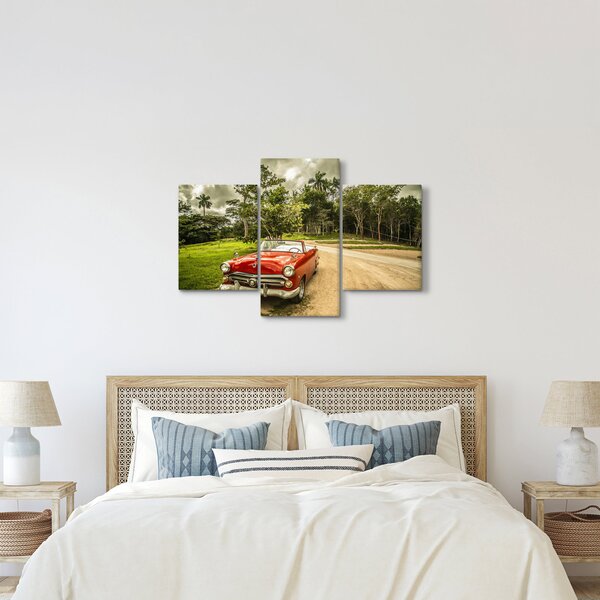 Slika - veteranski automobil u prirodi (90x60 cm)