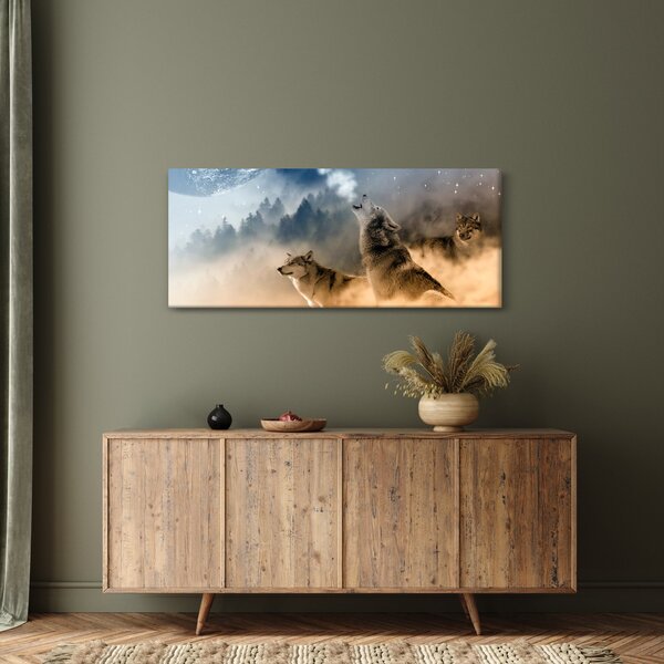 Slika - vukovi zavijaju na mjesec (120x50 cm)