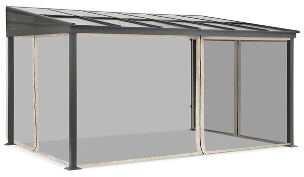 Aluminijski krov za terasu 3 x 6 m Tarragona s mrežom protiv komaraca Garden Point bež