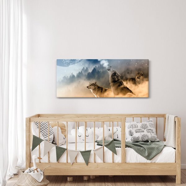 Slika - vukovi zavijaju na mjesec (120x50 cm)