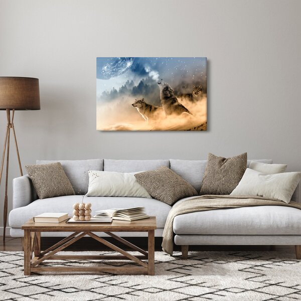 Slika - vukovi zavijaju na mjesec (90x60 cm)