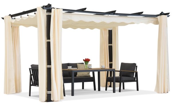 Pergola za terasu Barbados 3x3 m sa Garden Point zavjesama antracit-bež