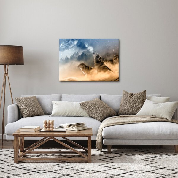 Slika - vukovi zavijaju na mjesec (70x50 cm)