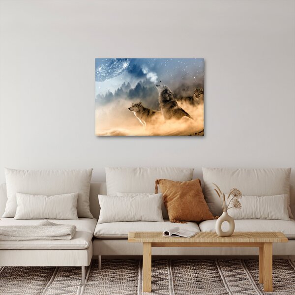 Slika - vukovi zavijaju na mjesec (70x50 cm)