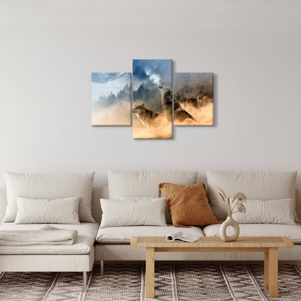 Slika - vukovi zavijaju na mjesec (90x60 cm)