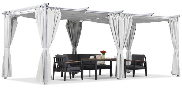 Bijela La Palma terasa pergola 3x6m sa Garden Point zavjesama
