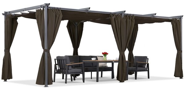 Smeđa La Palma terasa pergola 3x6m sa Garden Point zavjesama