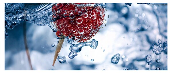 Slika - detalj maline u vodi (120x50 cm)