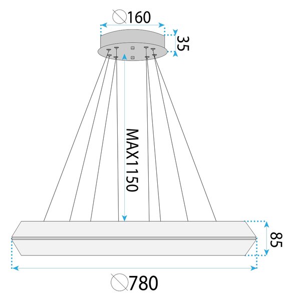 LED svijetiljka APP1769-CP 80cm Gold