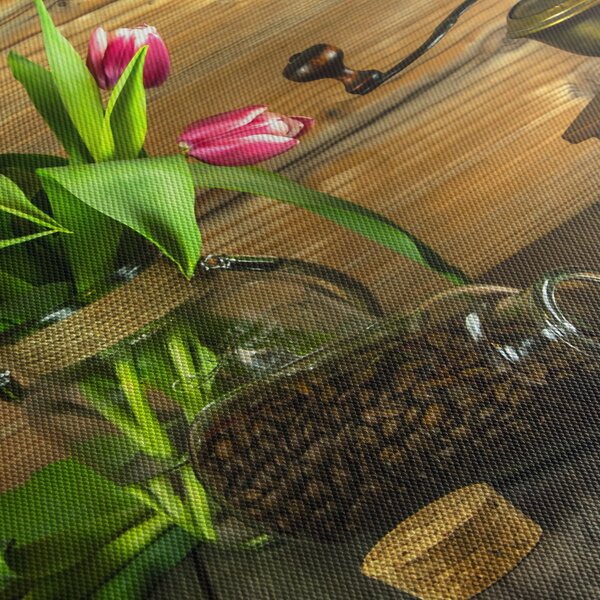 Slika - tulipani, mlinac i kava (120x50 cm)