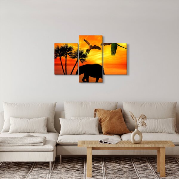Slika - papige i slonovi (90x60 cm)
