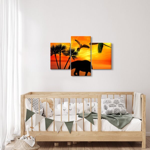 Slika - papige i slonovi (90x60 cm)
