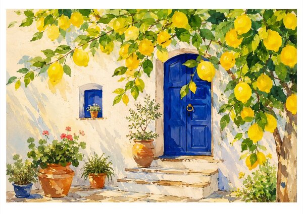 Slika mediteranski limuni iznad verande