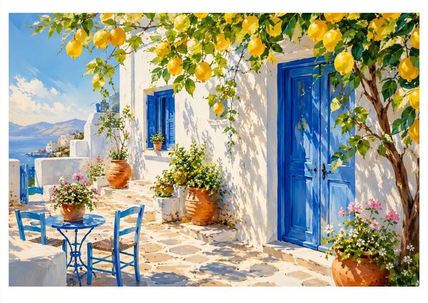 Slika mediteranski kutak s limunovcem